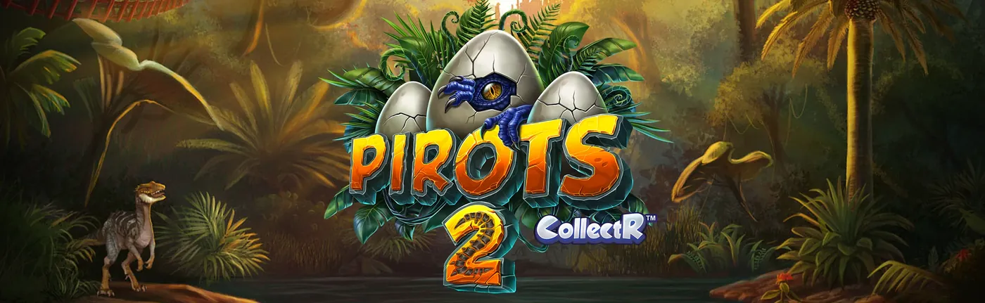 Pirots 2 kampanjbanner med dinosaurier och fåglar