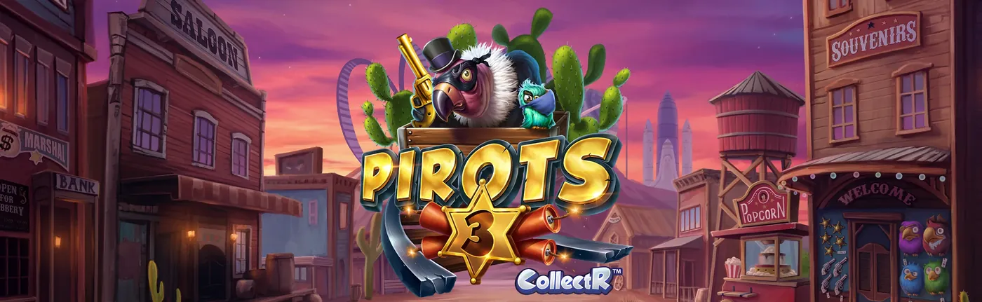 Pirots 3 kampanjbanner med Vilda Västern-tema