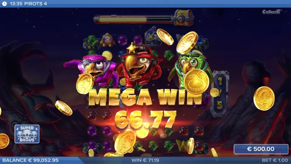 Pirots 4 Mega Win vinstskärm i Inferno