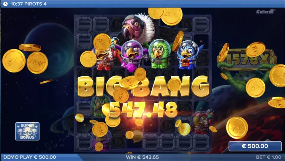 Pirots 4 Big Bang vinstskärm i Lost in Space