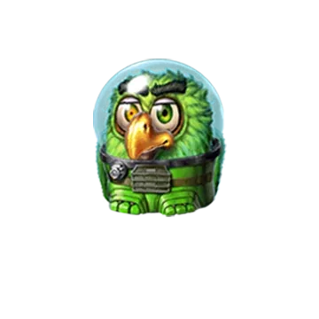 Pirots 4 grön fågel karaktär i Lost in Space