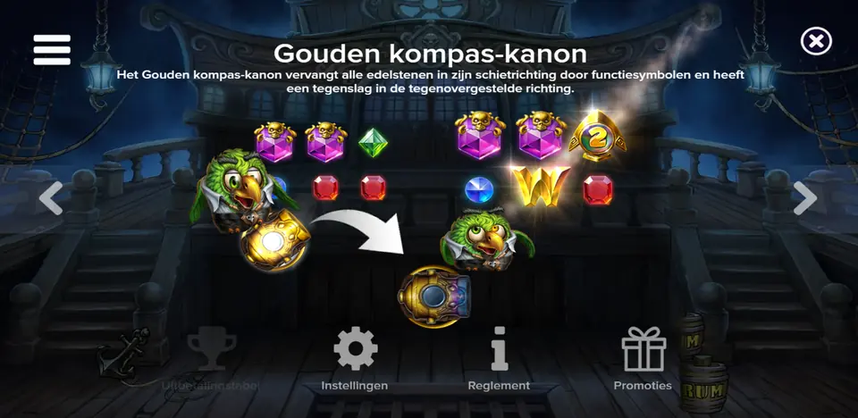 Översikt över funktionssymbolerna i Pirots 5 The Kraken: mynt, wilds och transformationssymboler