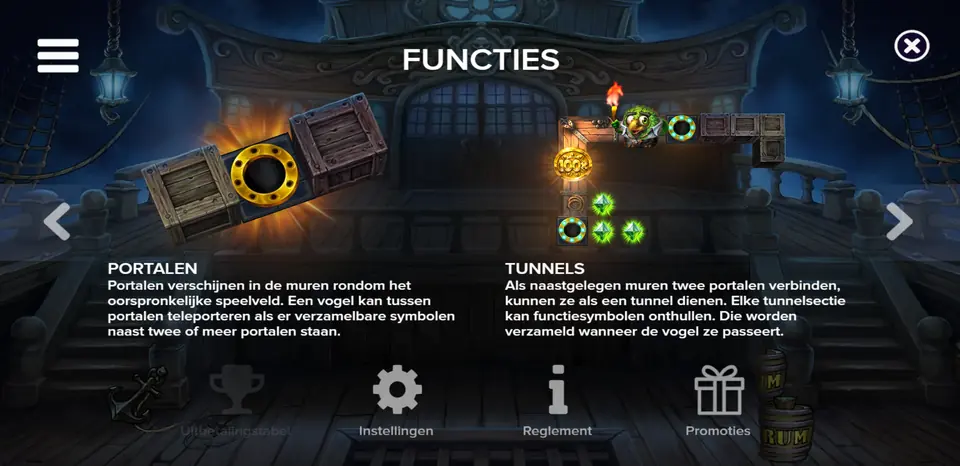 Infoskärm om Labyrint och kaptenshytterna i Pirots 5 The Kraken