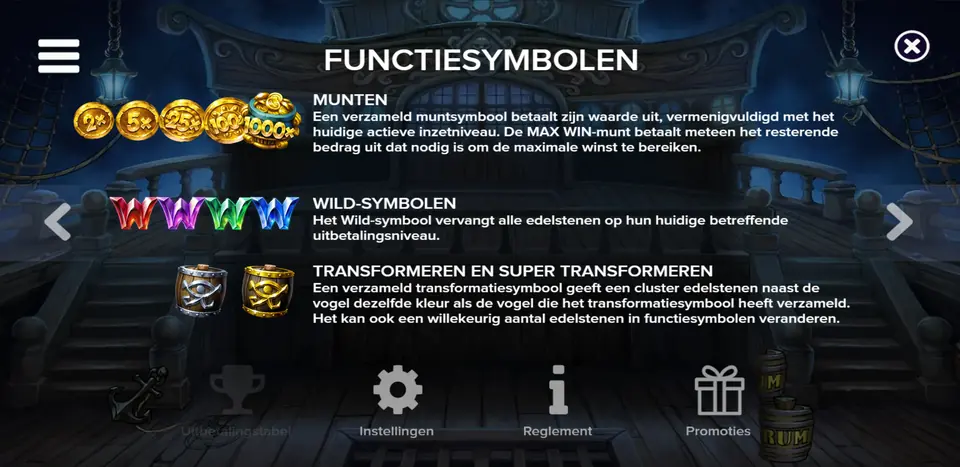 Pirots 5 The Kraken reklamskärm med Den gyllene kompasskanonen, Super Bonus och maxvinst